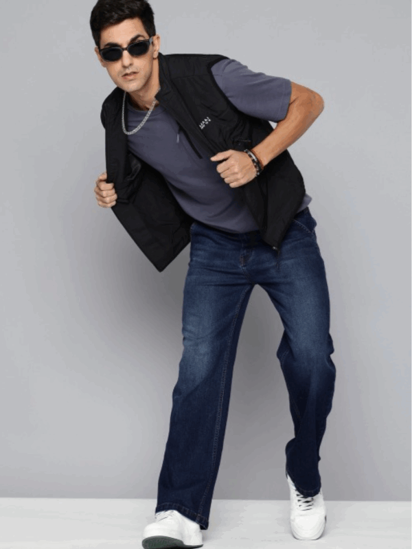 Men Bootcut High-Rise Light Fade Printed Stretchable Jeans - Image 3
